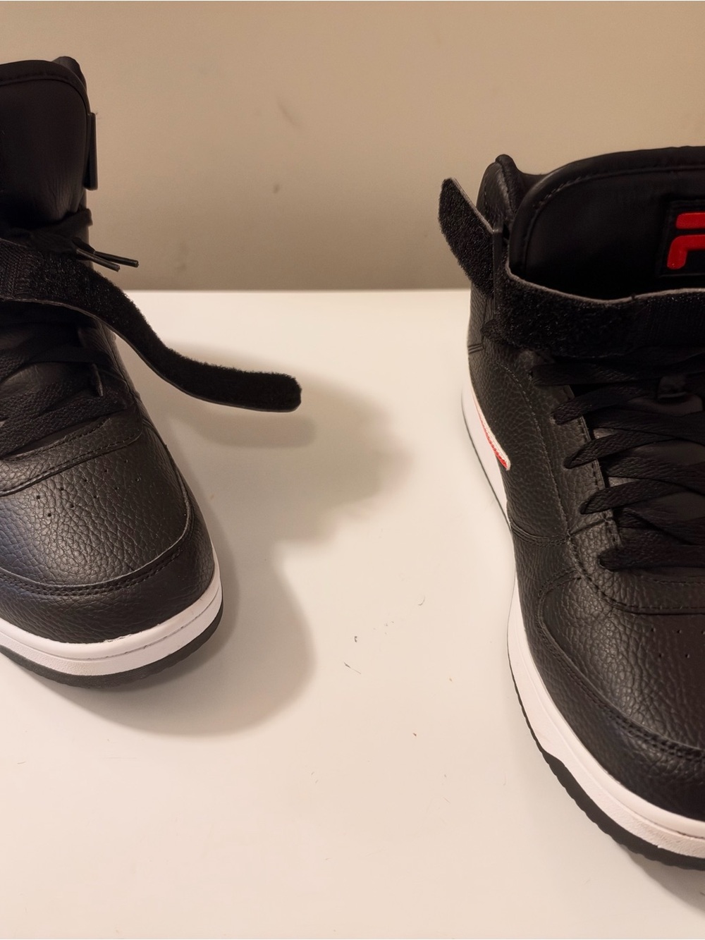 Fila Men's Black Leather High-Top Sneakers with White Midsole